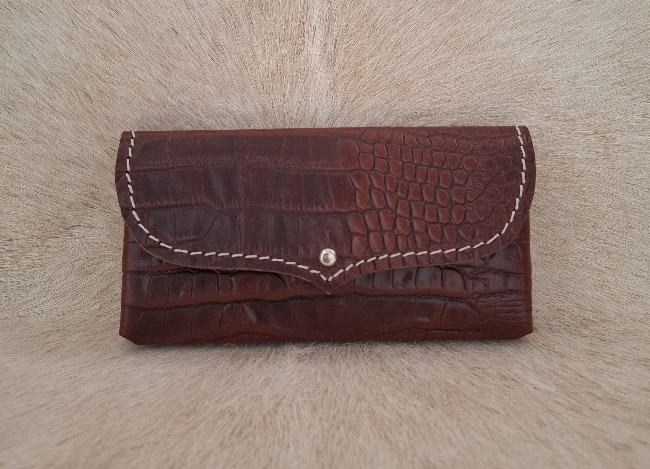 Rider Phone Pouch stitched - Croco brown