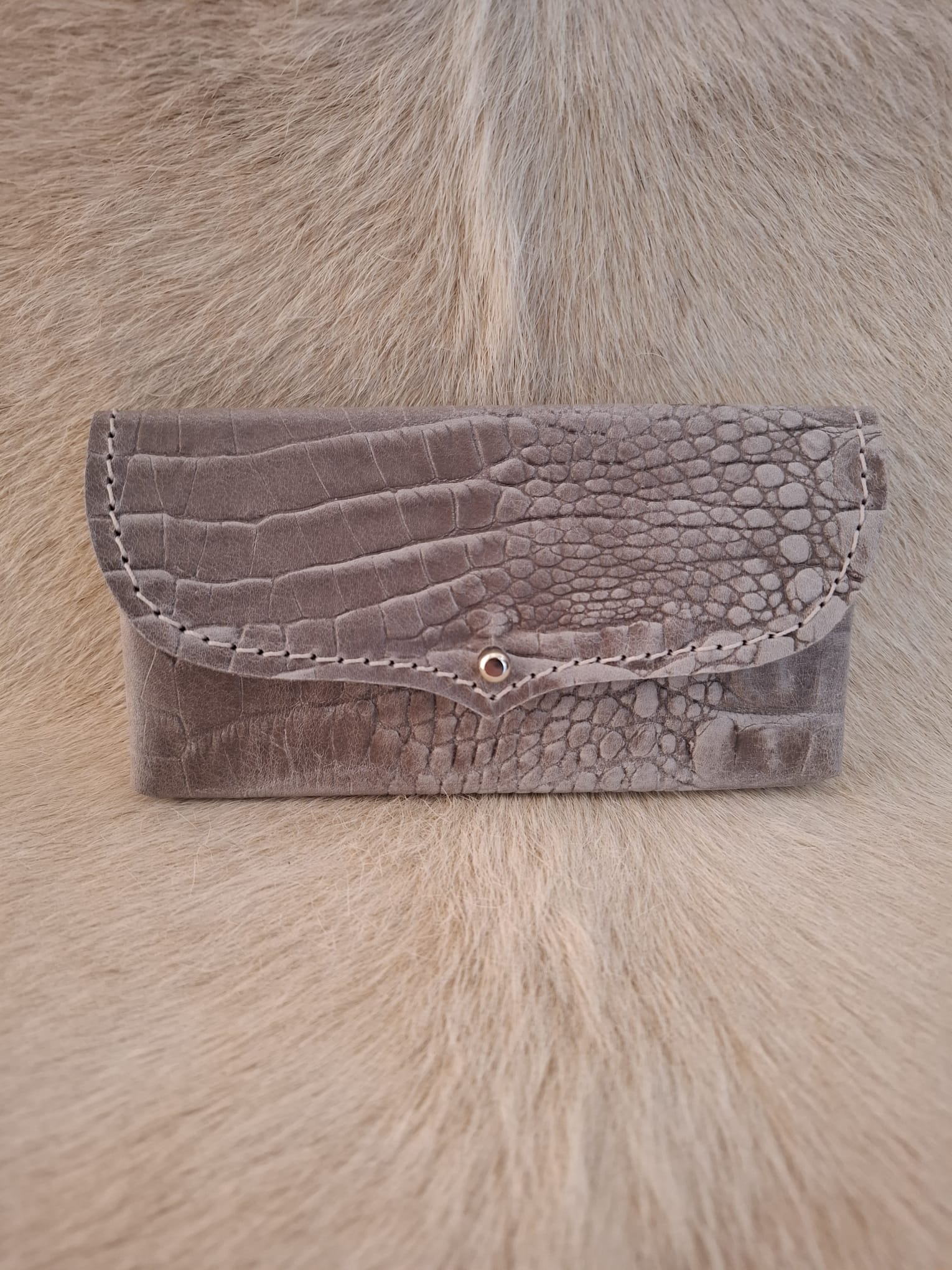 Rider Phone Pouch stitched - Croco taupe